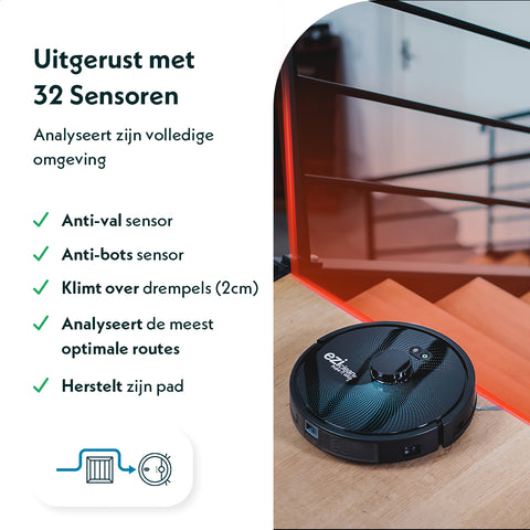 Robotstofzuiger met dweilfunctie Eziclean® Aqua Connect x850 voor dierenharen 32 sensoren