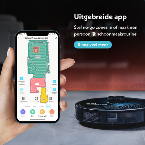 Robotstofzuiger met dweilfunctie Eziclean® Aqua Connect x850 voor dierenharen handige app