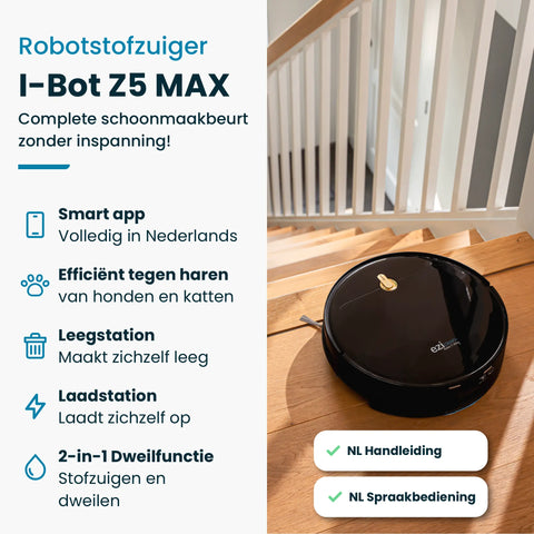 Eziclean® I-Bot Z5 Robotstofzuiger met dweilfunctie